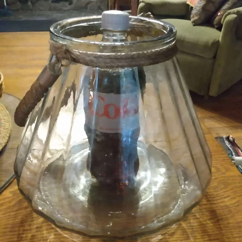 Large Glass Lantern Jar Jug with Nautical Rope Handle
